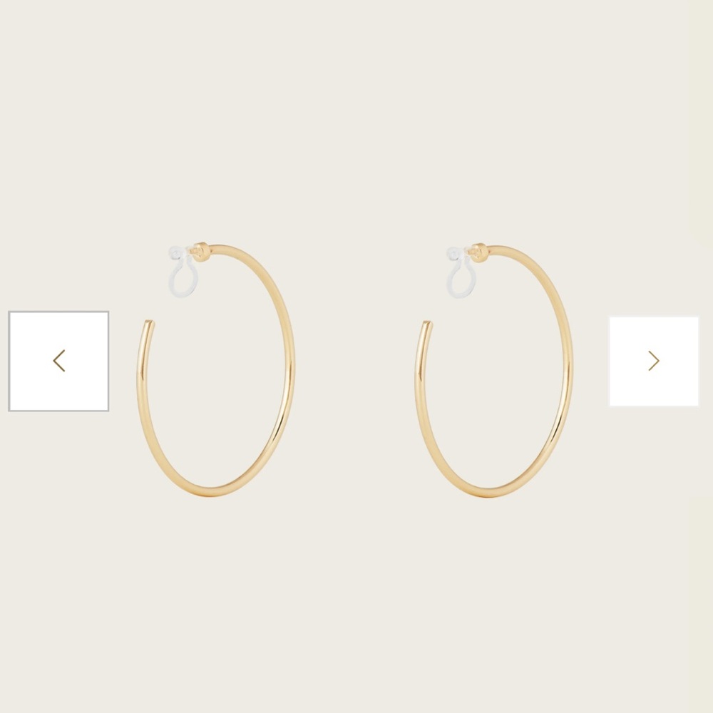 Large Thin Hoop Clip On Earrings in Gold
